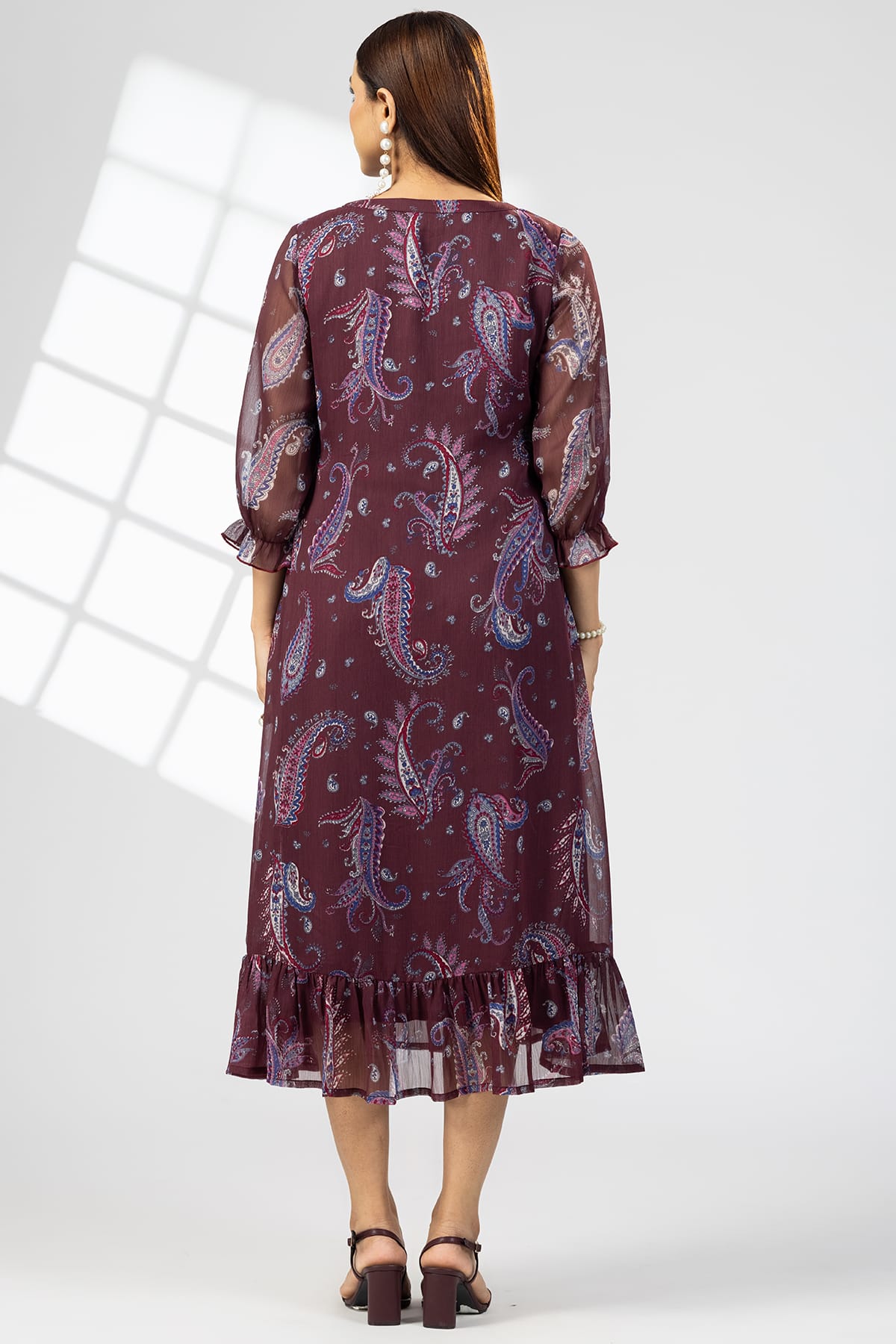 Pintuck Maroon Dress For Women Latest