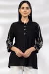Black Embroidered Top For Woman