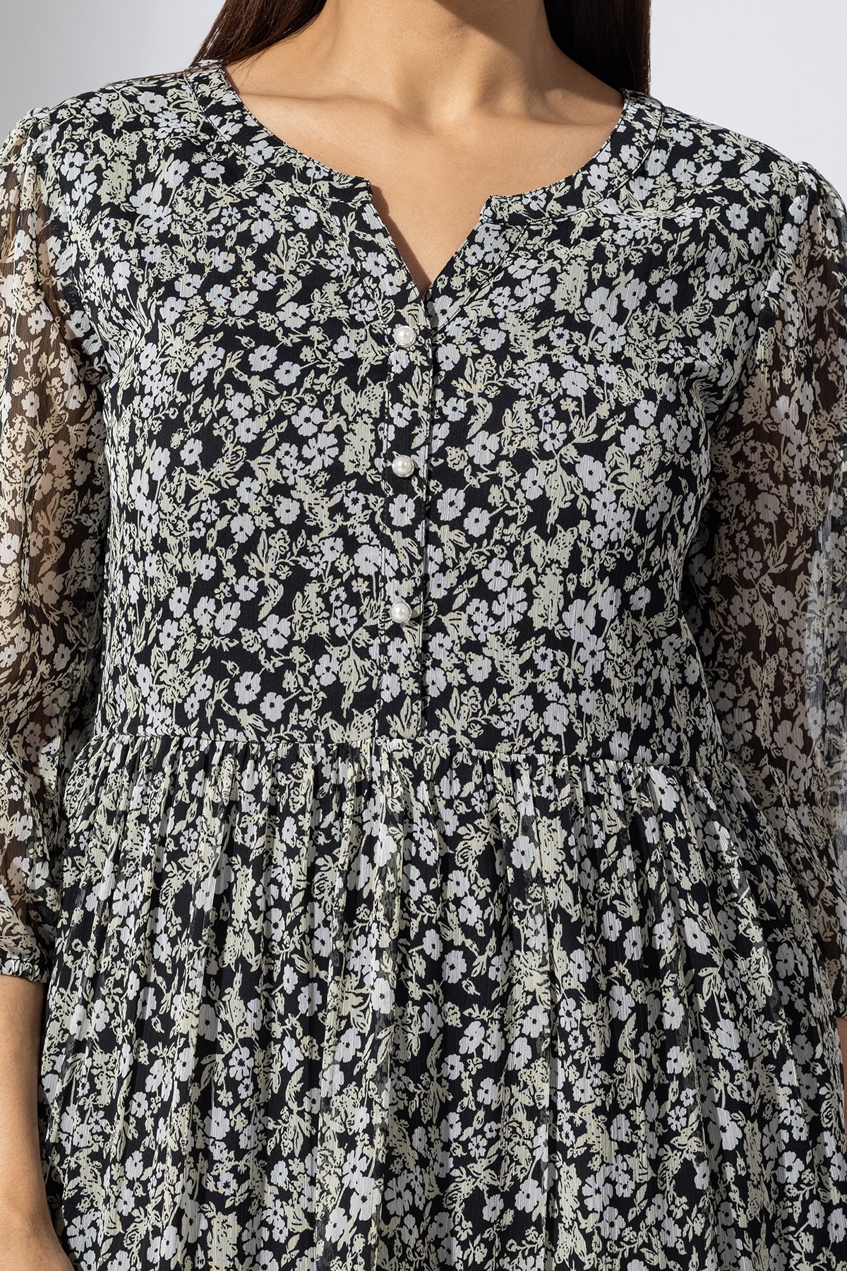 Printed Black And White Dress Women