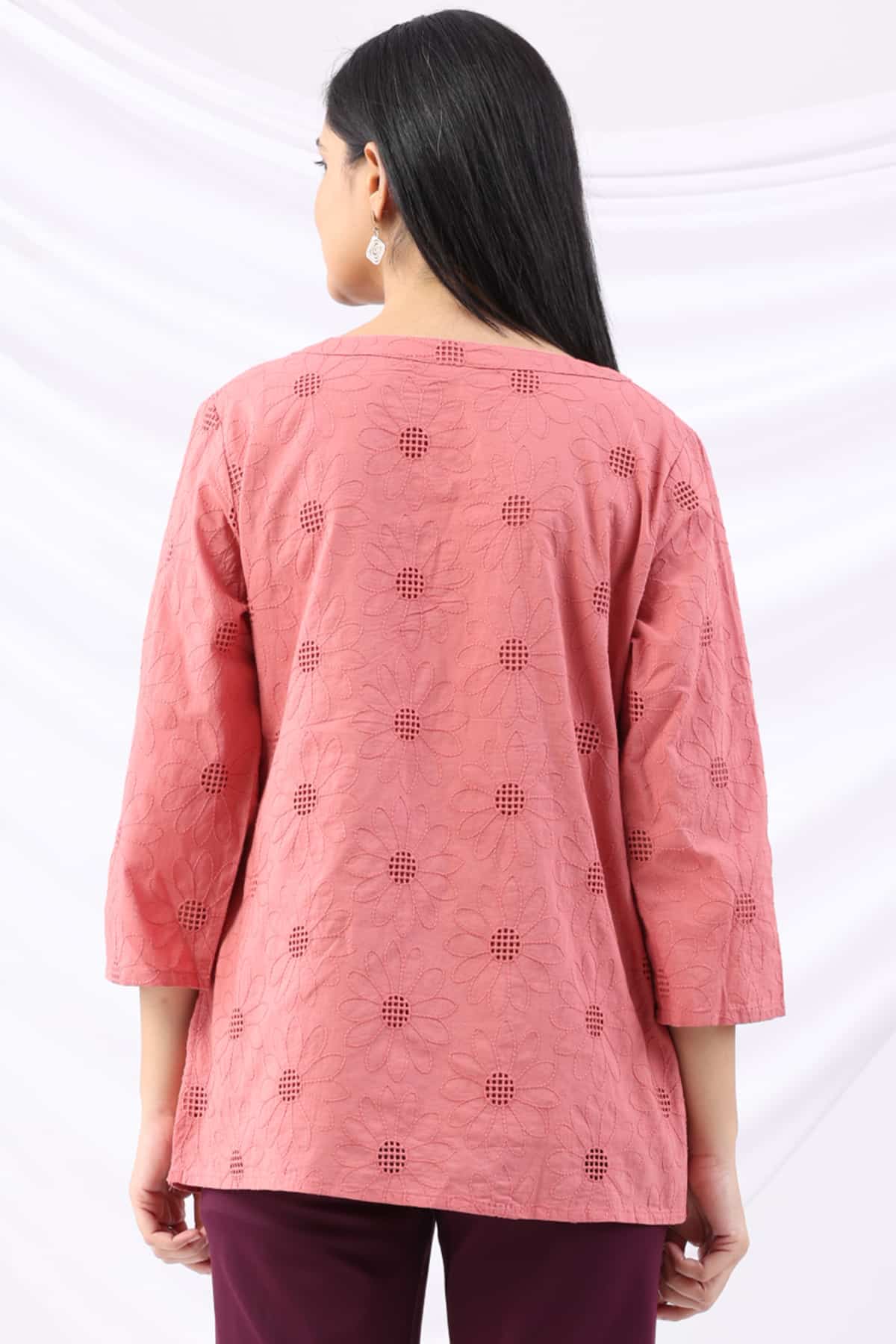 Embroidered Pink Tops For Women