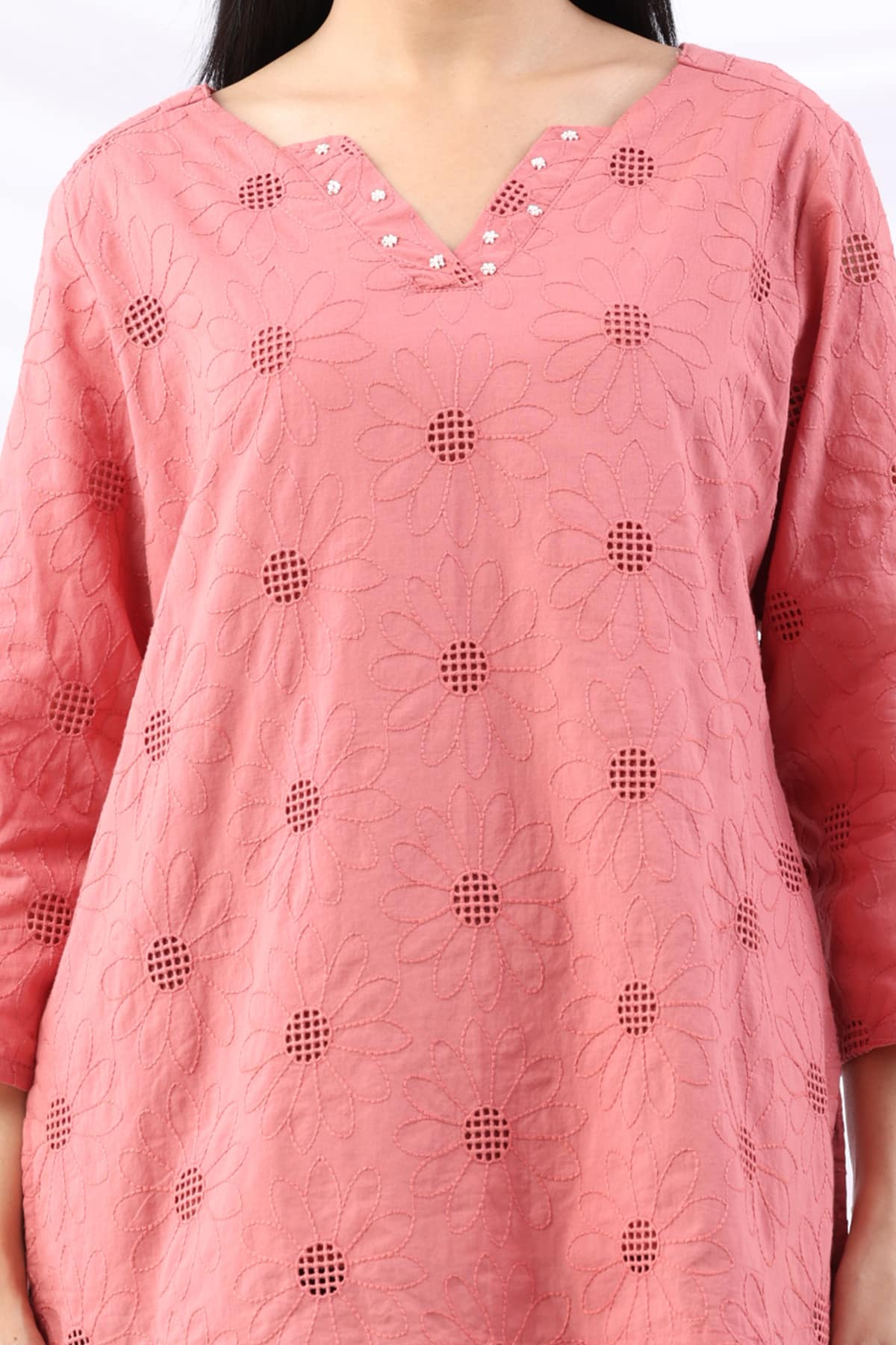Embroidered Pink Tops For Women
