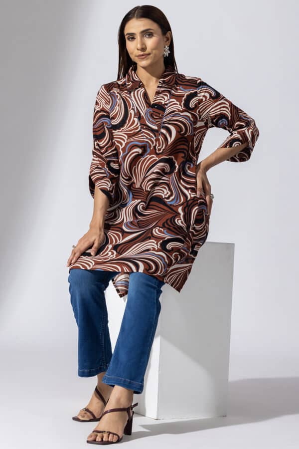Printed Brown Tunic Ladies Top
