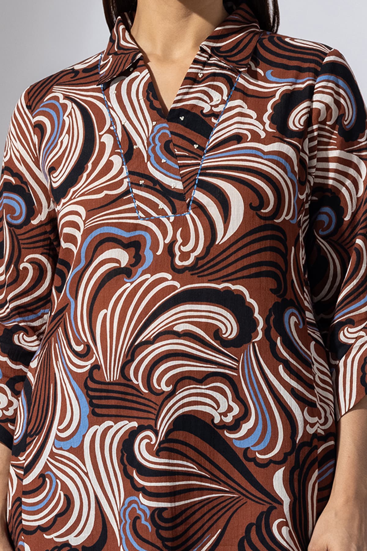 Printed Brown Tunic Ladies Top
