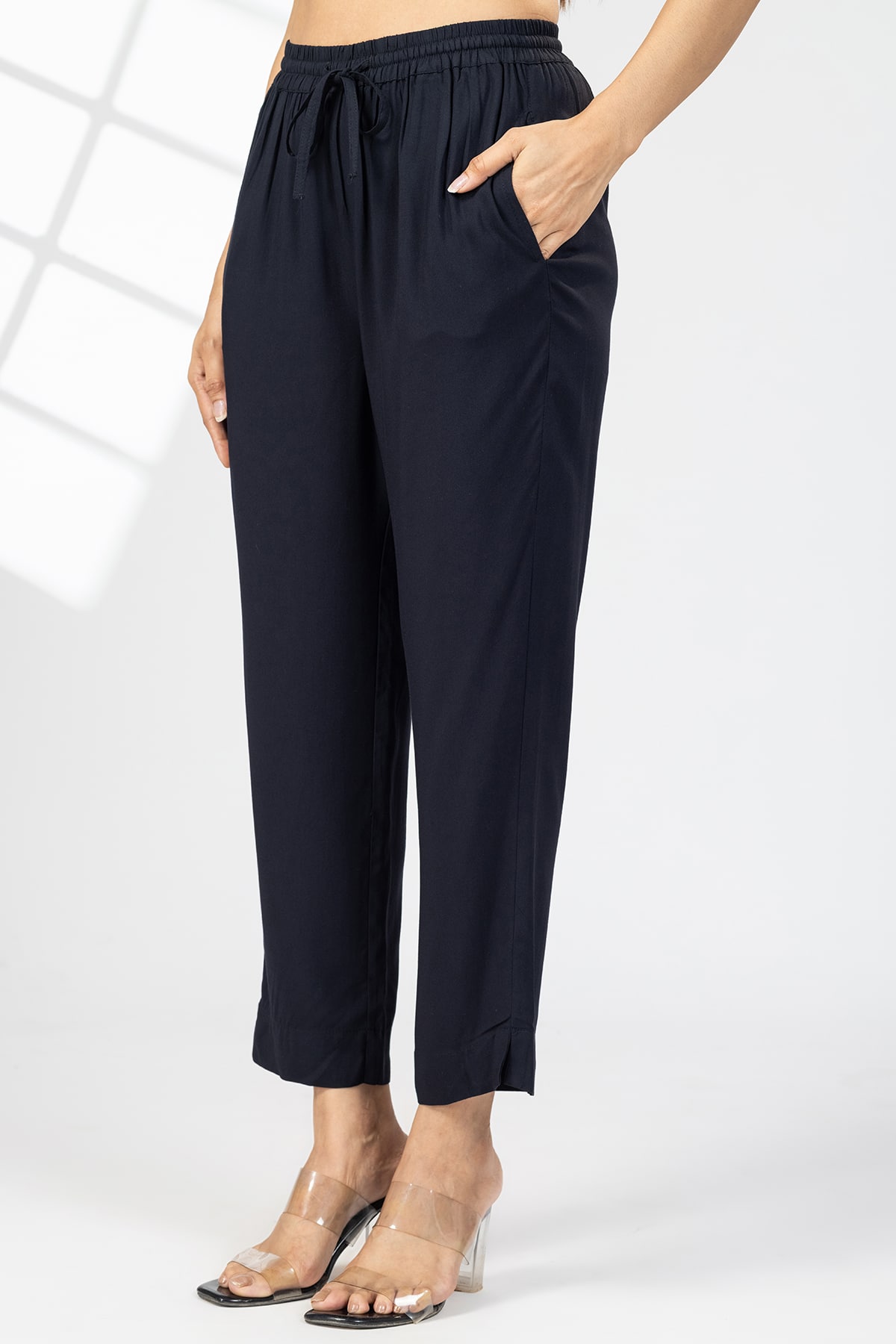 Solid Black Palazzo Pants Women
