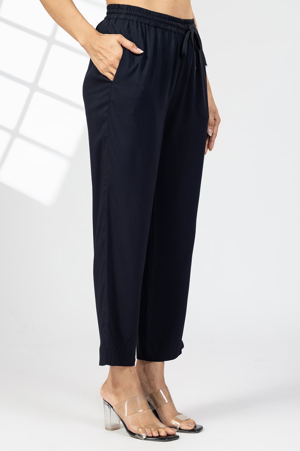 Solid Black Palazzo Pants Women