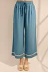 Solid Blue Palazzo Pants For Woman