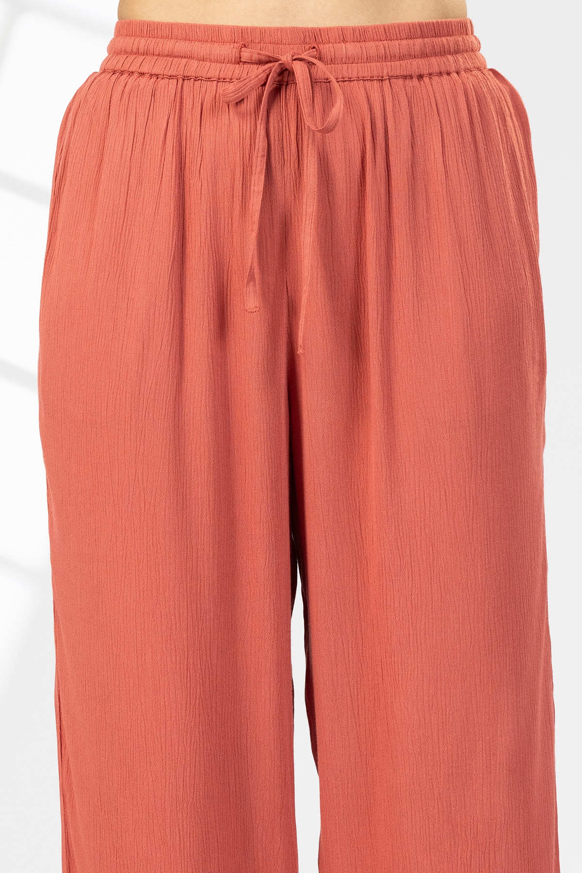 Solid Rust Palazzo Pants For Woman