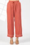 Solid Rust Palazzo Pants For Woman