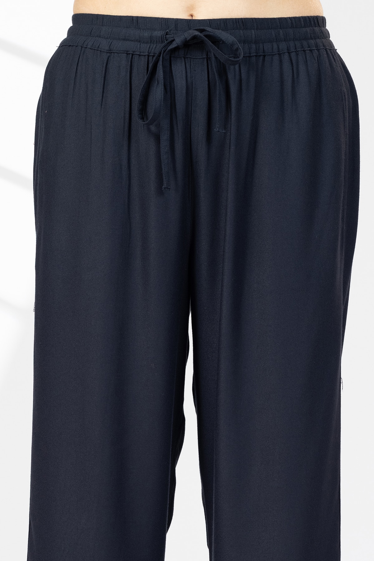 Embroidered Navy Blue Palazzo Women Pants