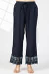 Embroidered Navy Blue Palazzo Women Pants