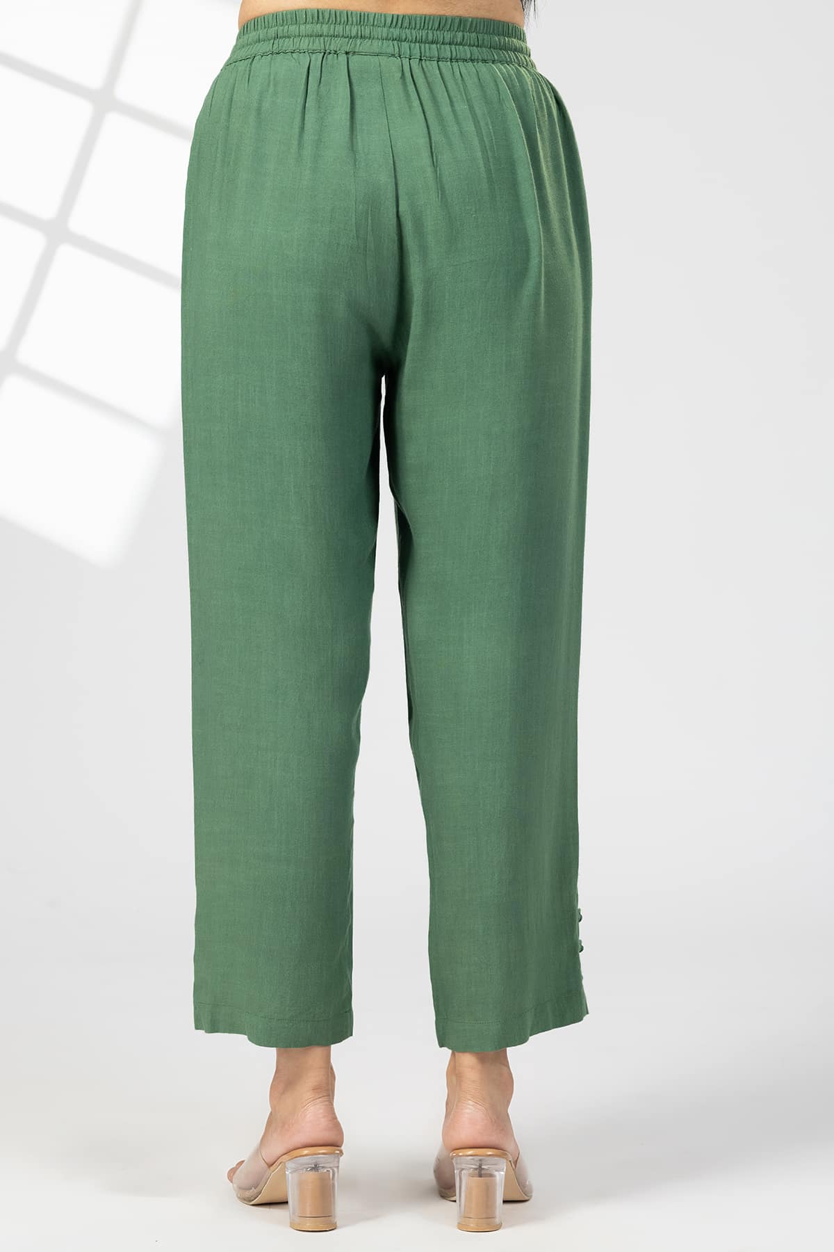 Solid Green Palazzo Pants For Woman