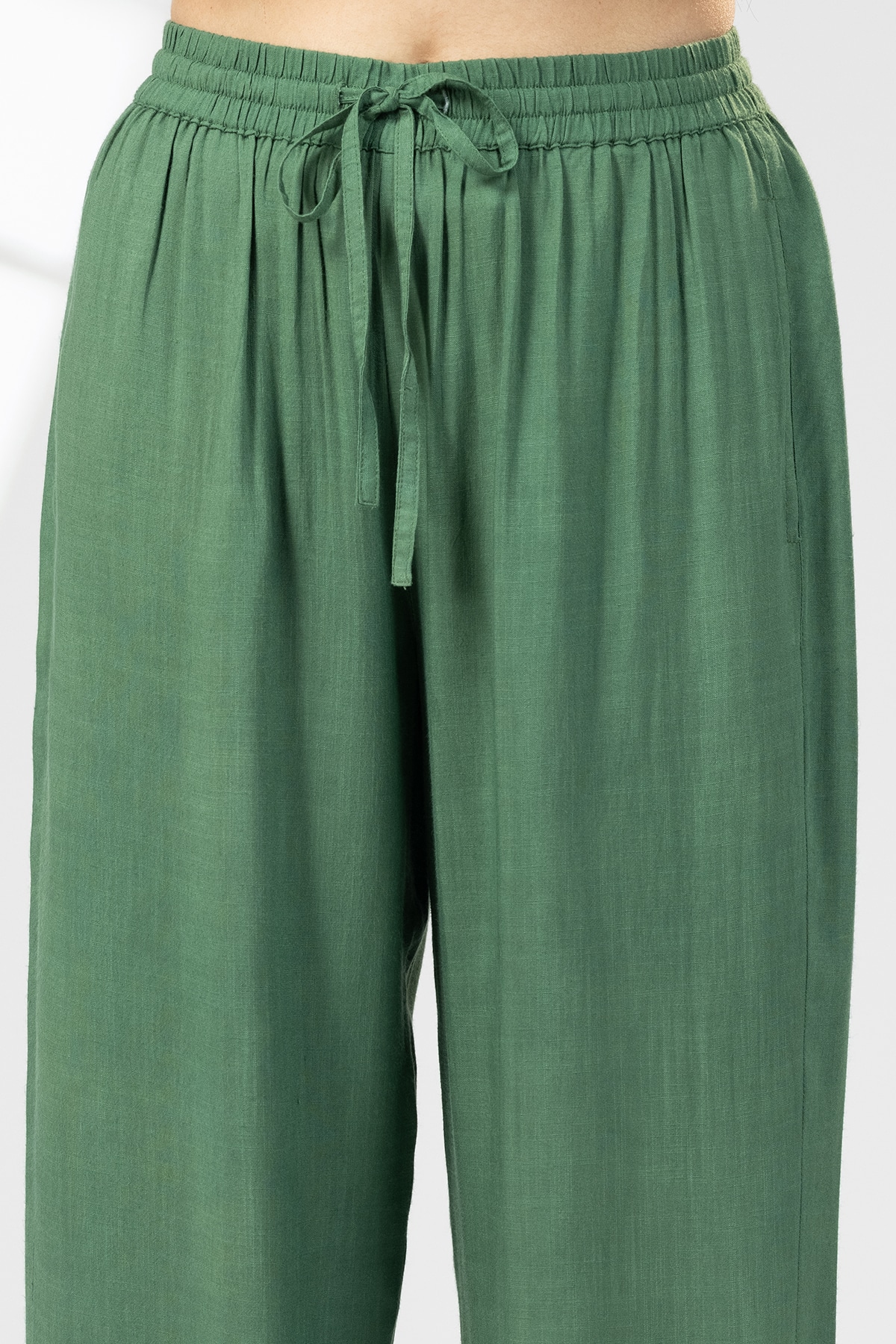 Solid Green Palazzo Pants For Woman