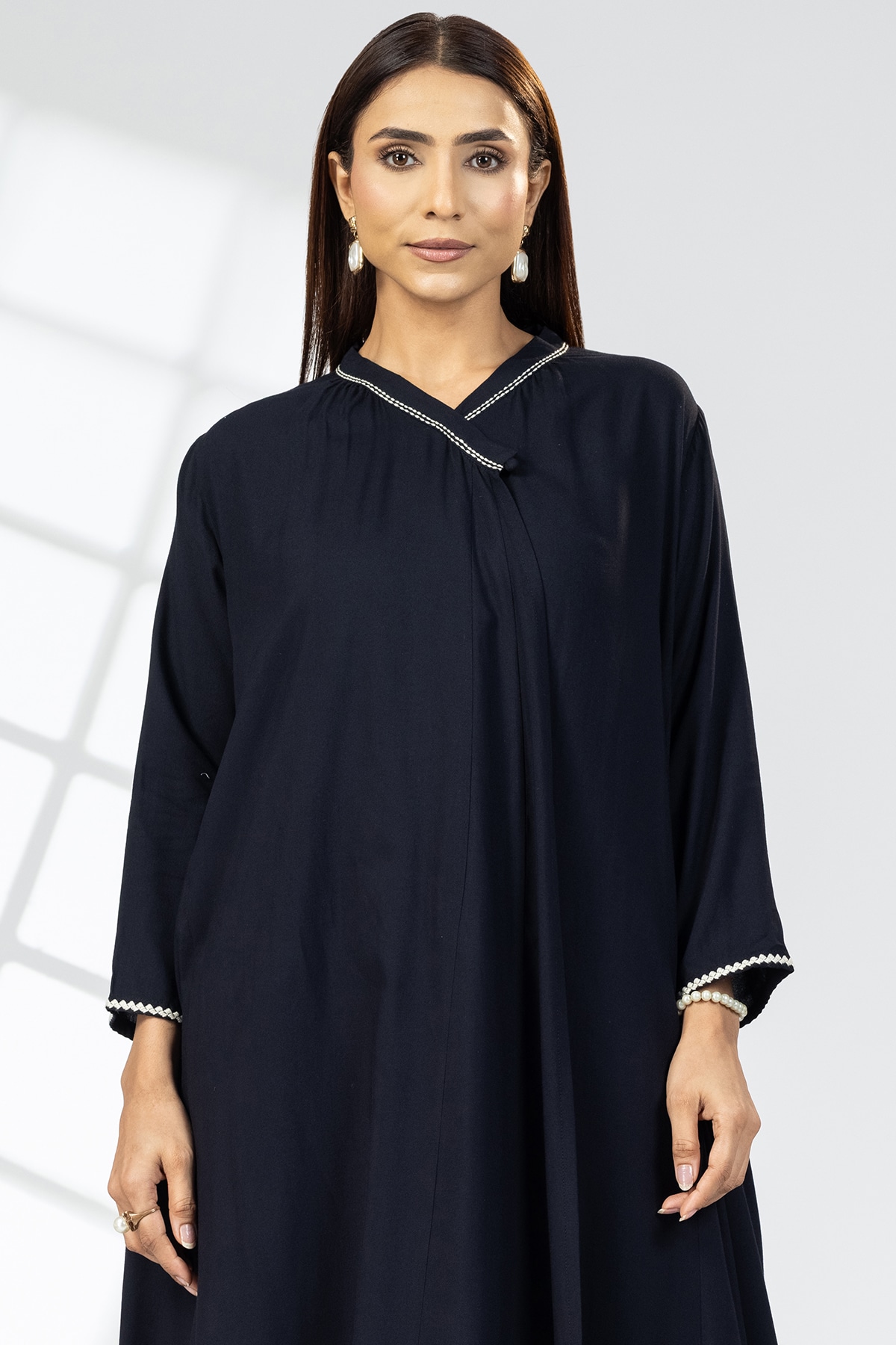 Embroidered Black Full Sleeve Kurtis For Women