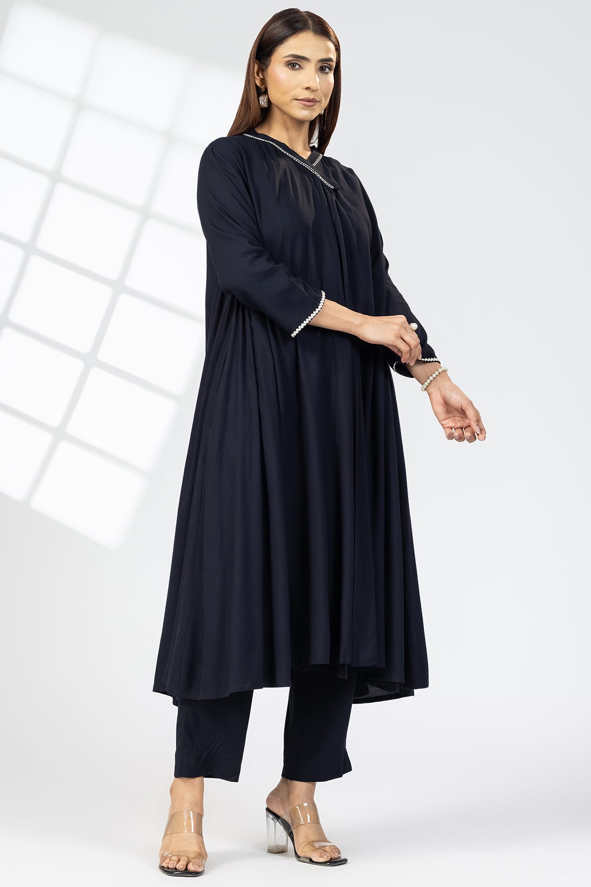 Embroidered Black Full Sleeve Kurtis For Women