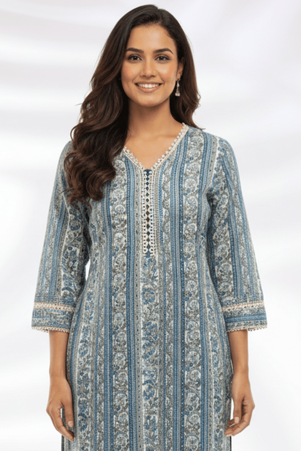 Printed Blue Kurta For Ladies