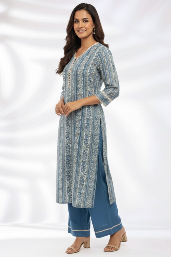 Printed Blue Kurta For Ladies