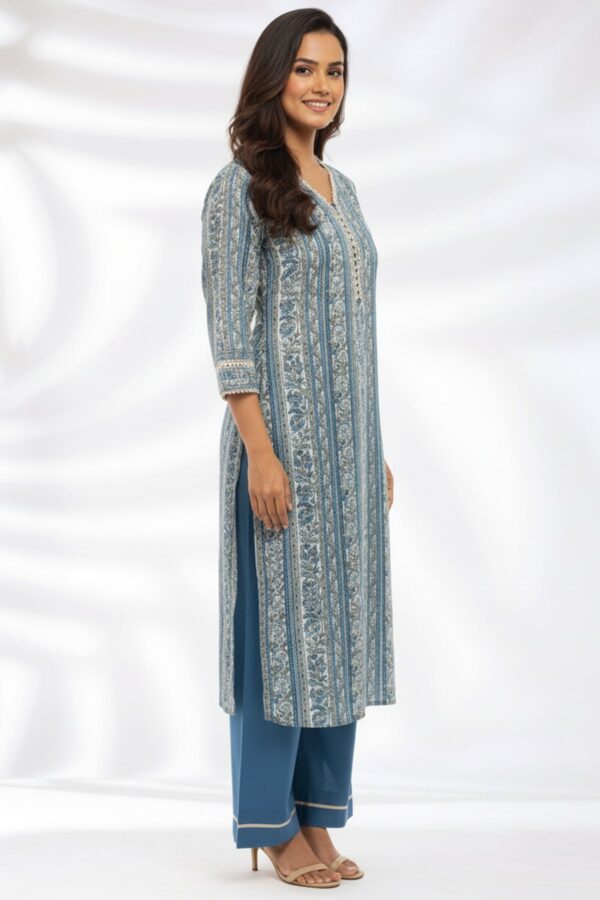 Printed Blue Kurta For Ladies