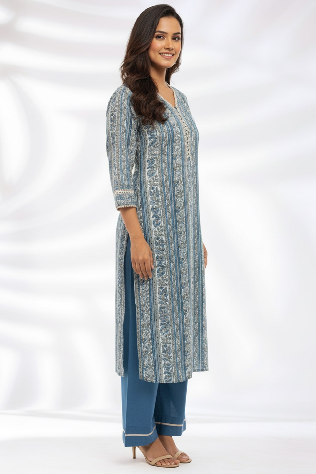 Printed Blue Kurta For Ladies