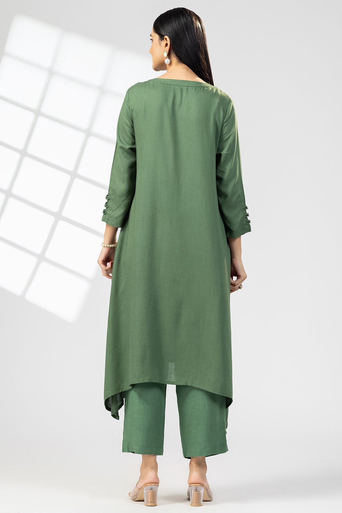 Embroidered Green Kurti For Women