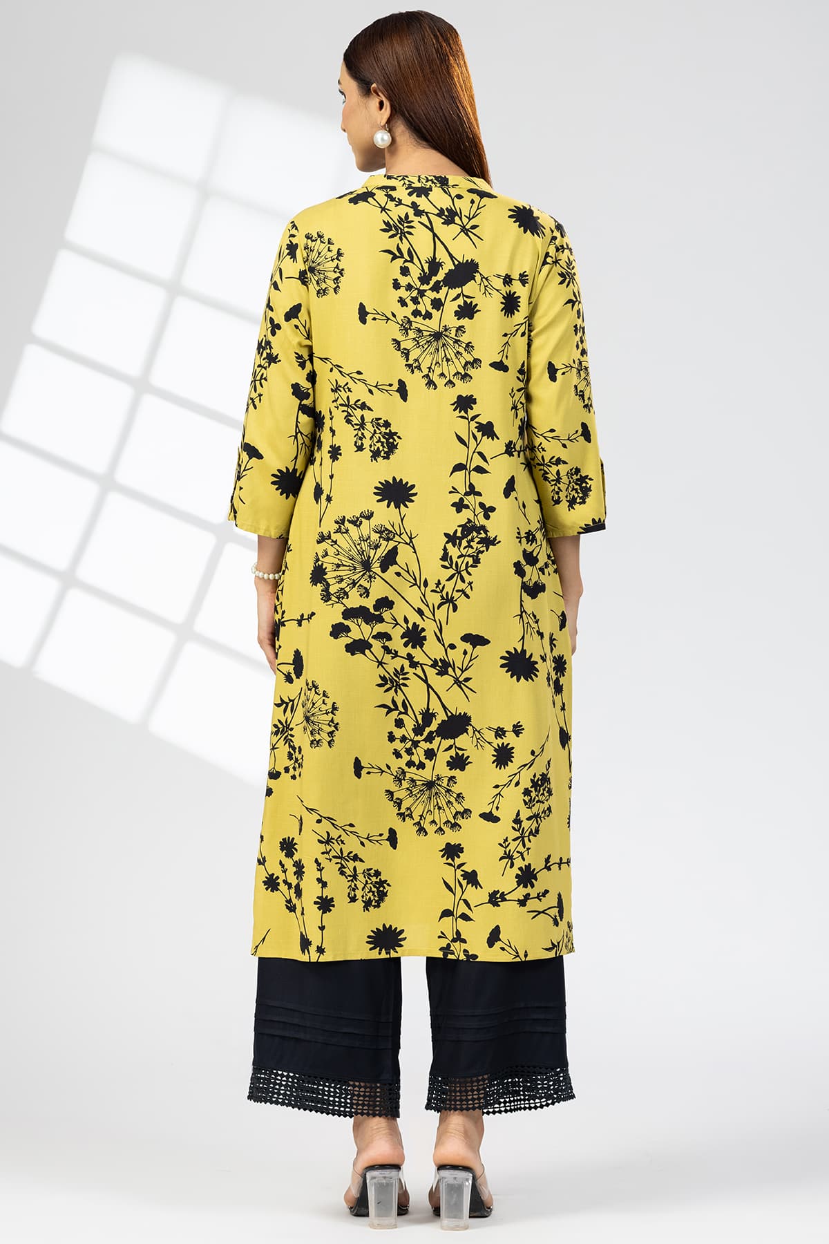 Printed Mustard Colour Kurta For Woman