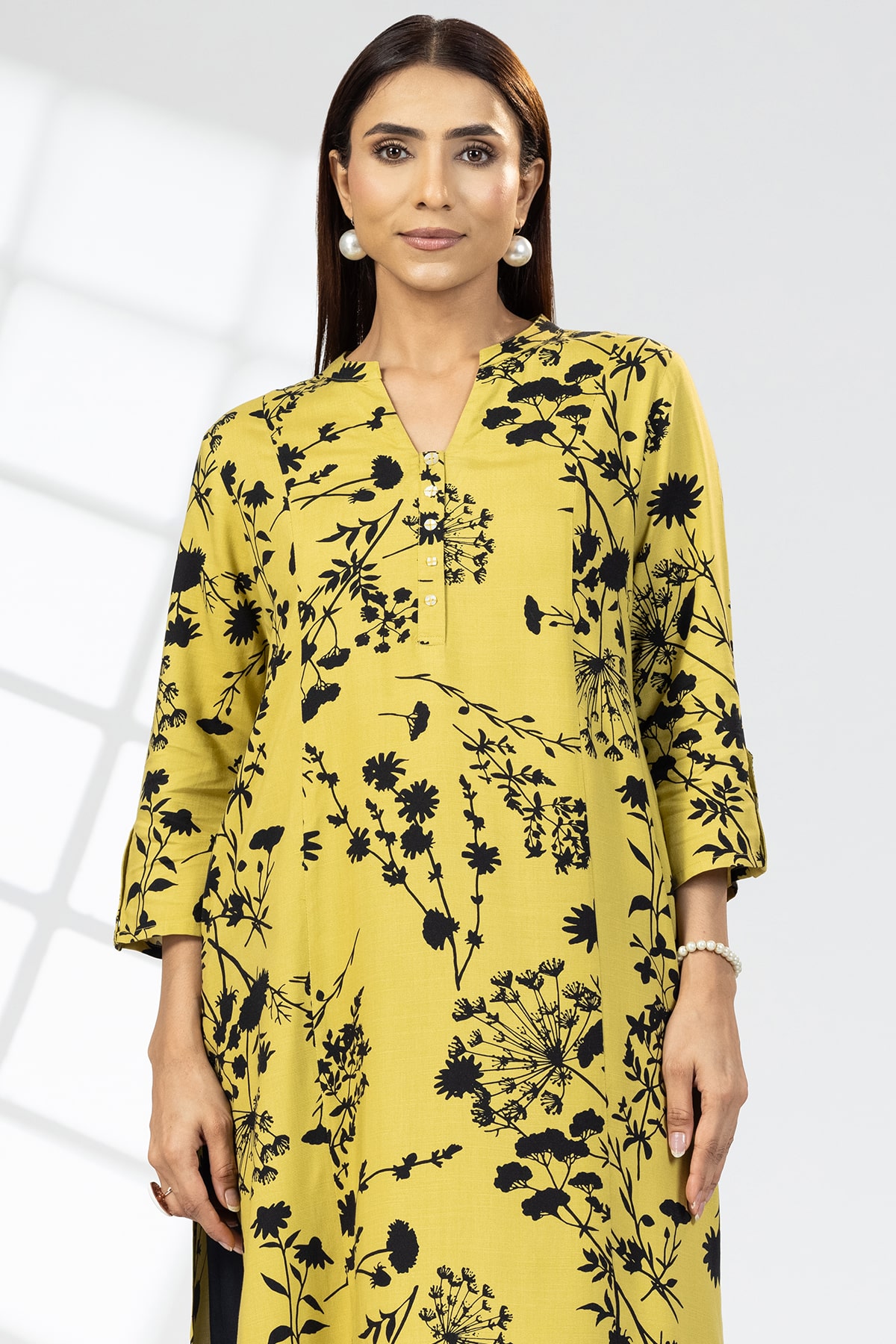 Printed Mustard Colour Kurta For Woman