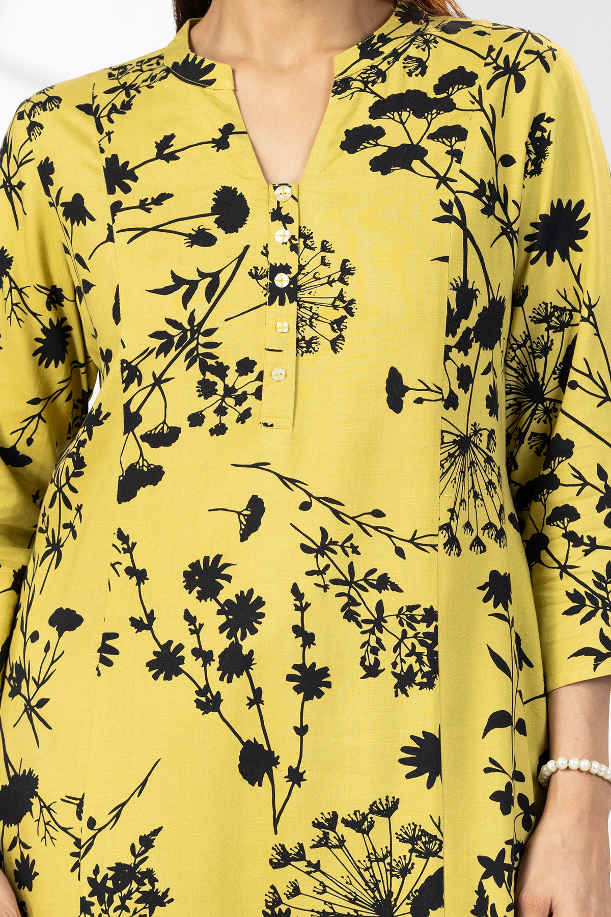 Printed Mustard Colour Kurta For Woman