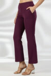 Solid Wine Slim Fit Pant For Women