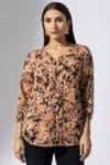 Printed Peach V Neck Tops For Women
