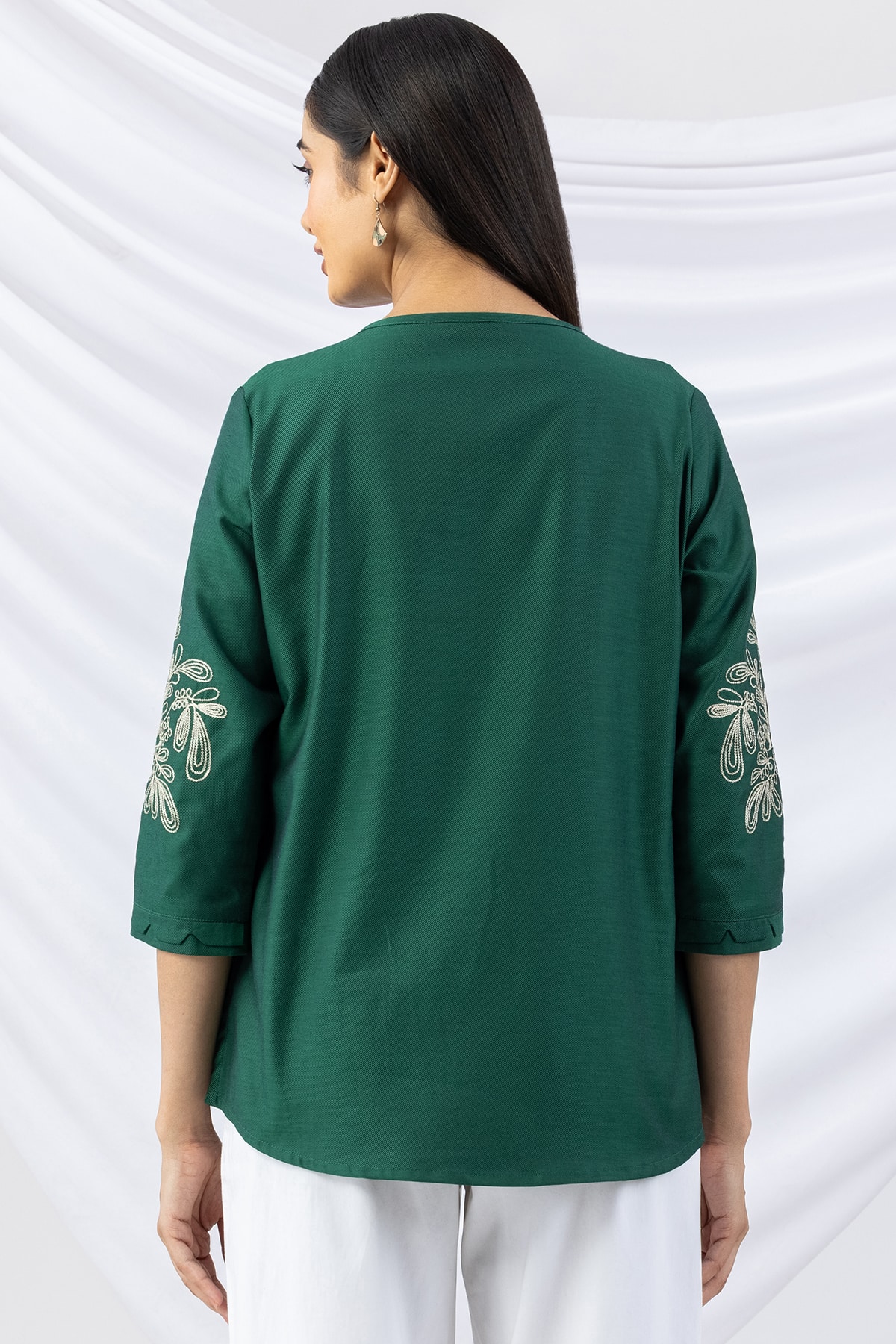 Embroidered Green Winter Top Ladies