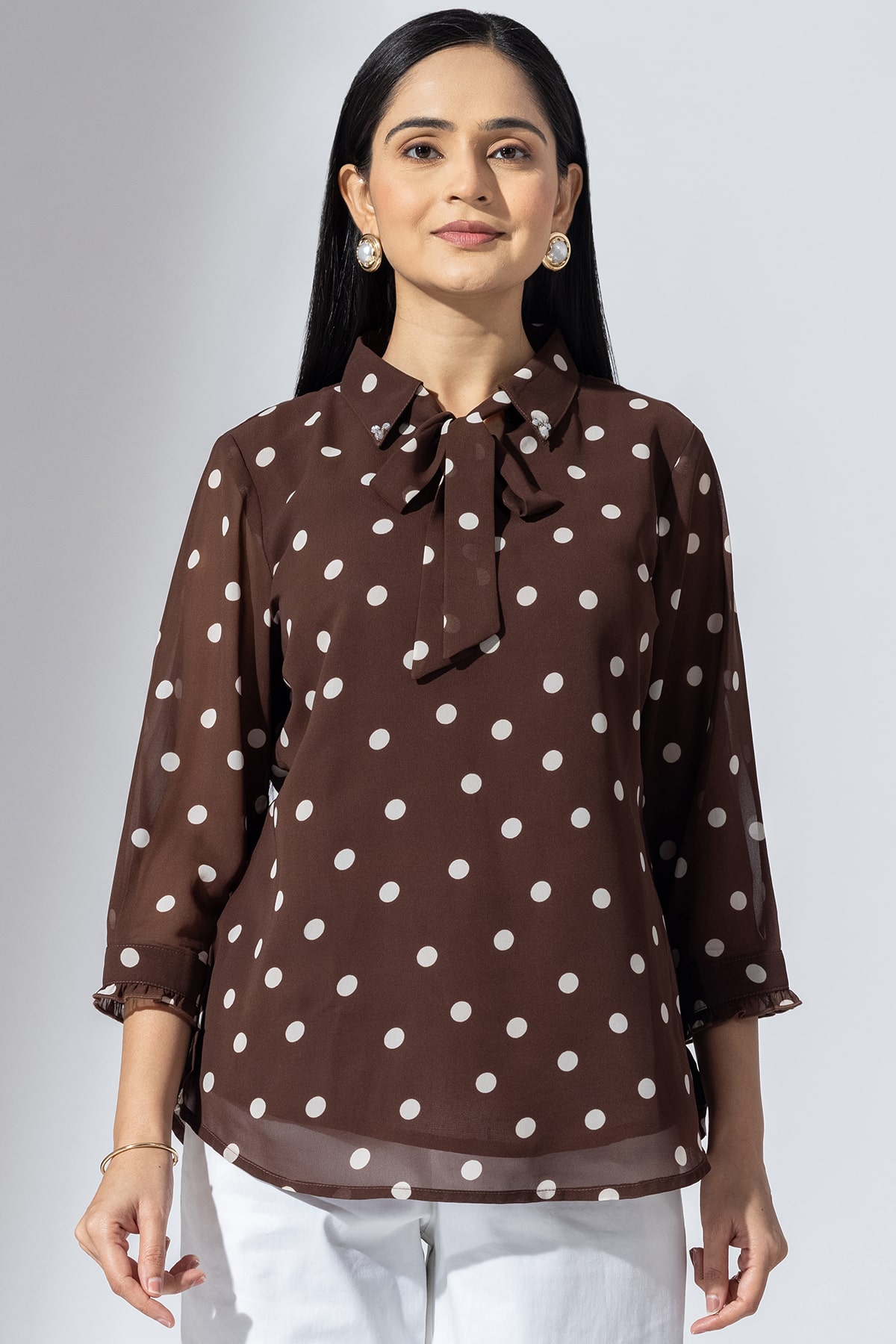 Printed Brown Top Women