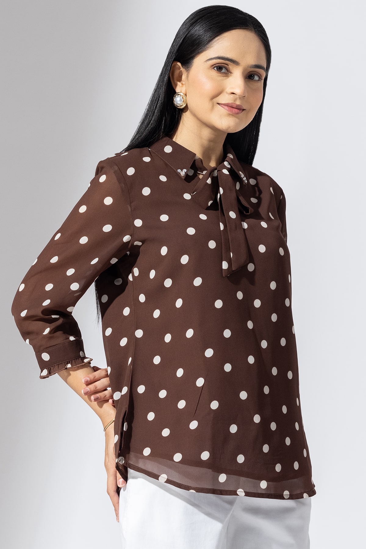 Printed Brown Top Women