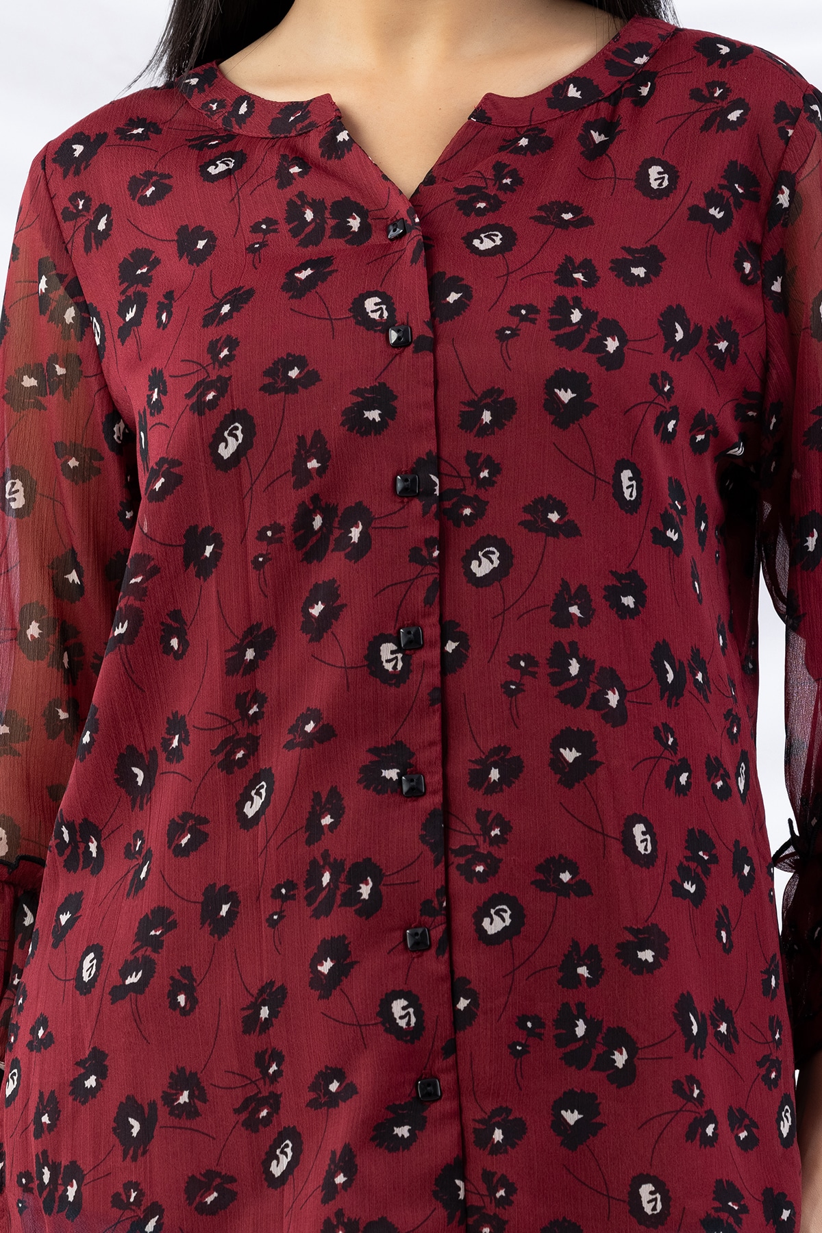 Printed Maroon Top Ladies