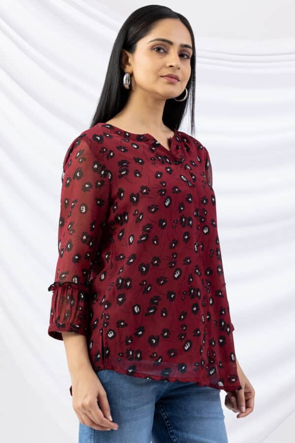 Printed Maroon Top Ladies
