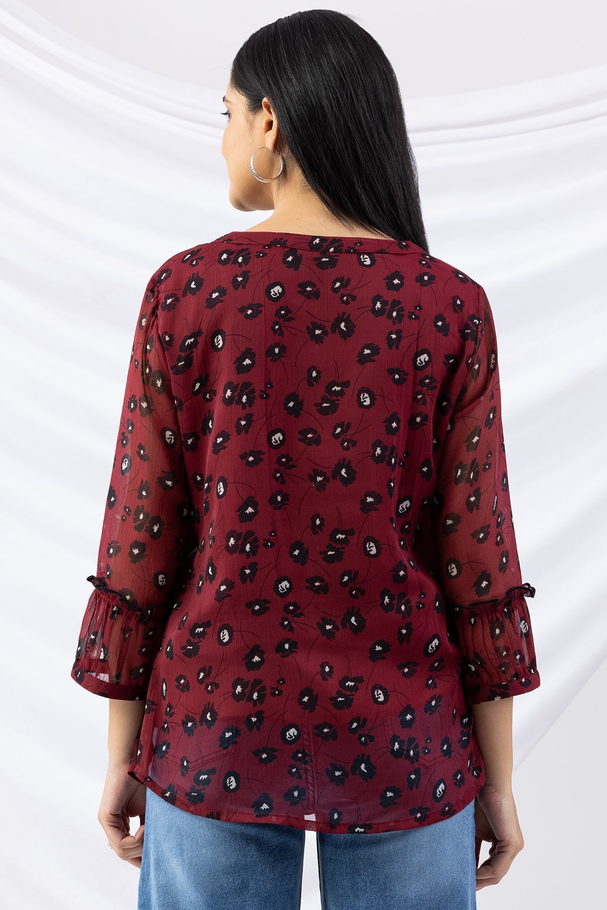 Printed Maroon Top Ladies