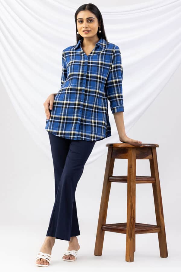 Blue Winter Checks Shirt Ladies