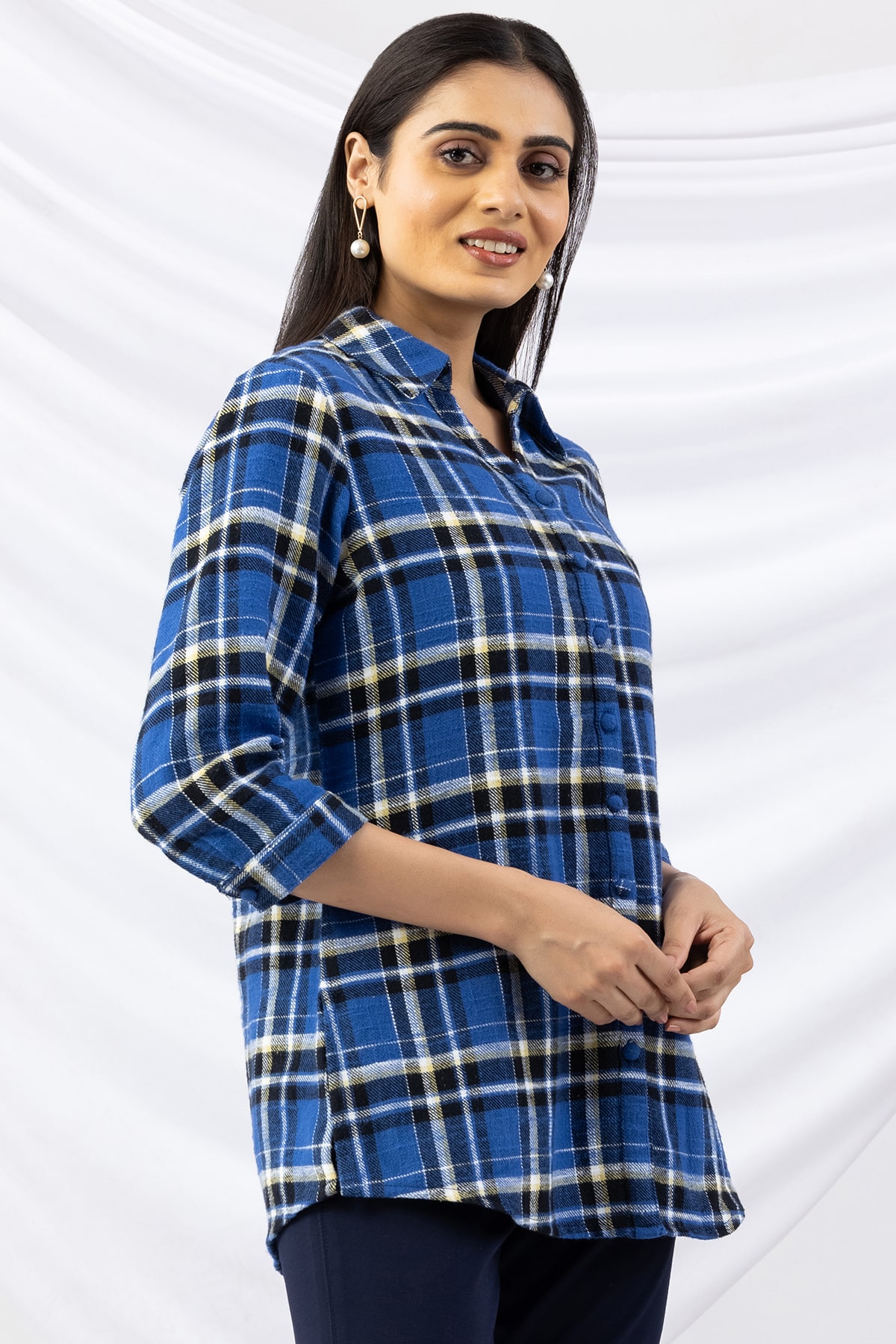 Blue Winter Checks Shirt Ladies