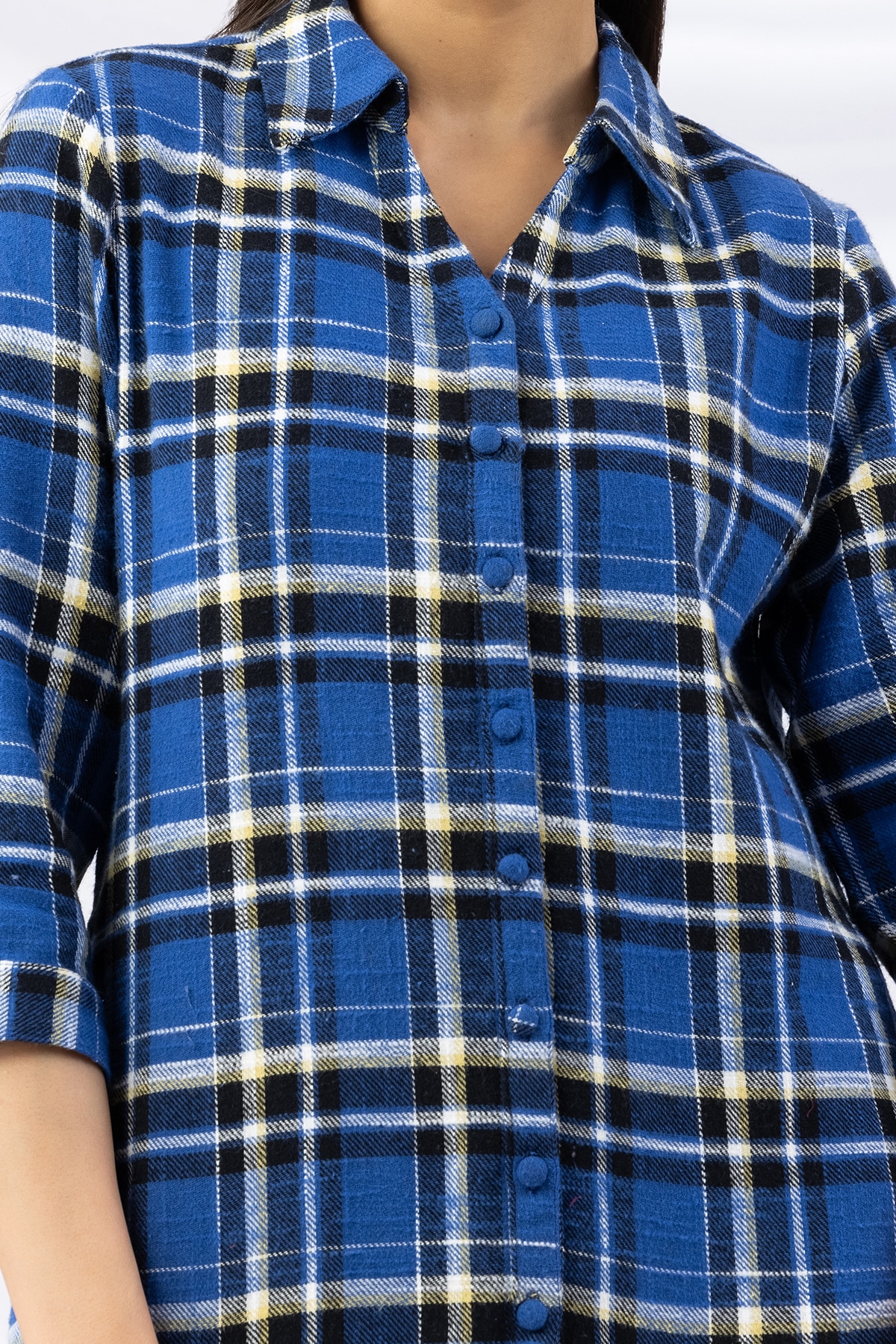 Blue Winter Checks Shirt Ladies