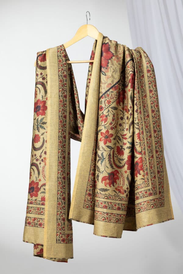 Khaki Winter Printed Dupatta For Women