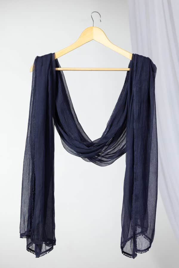 dupatta navy blue solid chiffon viscose lightweight elegant