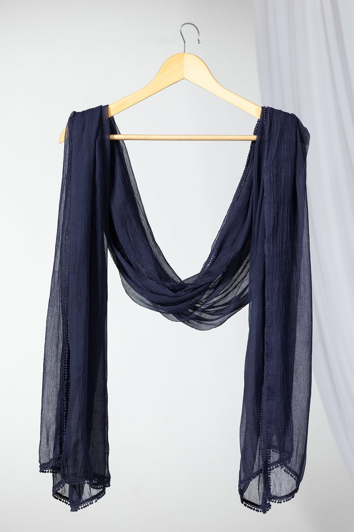 dupatta navy blue solid chiffon viscose lightweight elegant