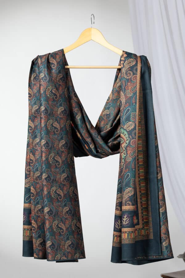 printed dupatta teal pashmina winter soft stylish