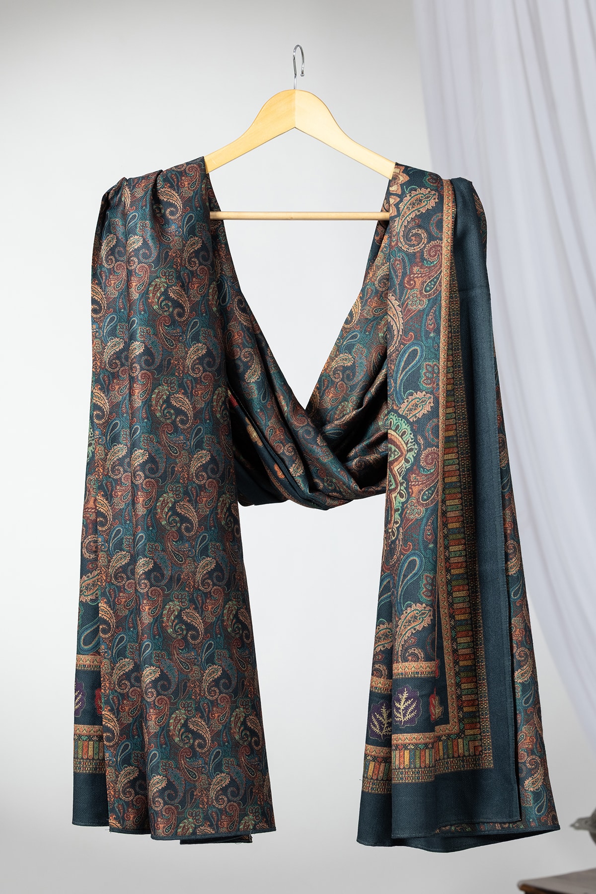 printed dupatta teal pashmina winter soft stylish