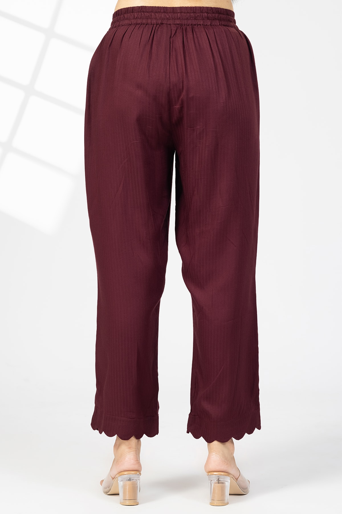 Stripes Plum Palazzo Pants For Women
