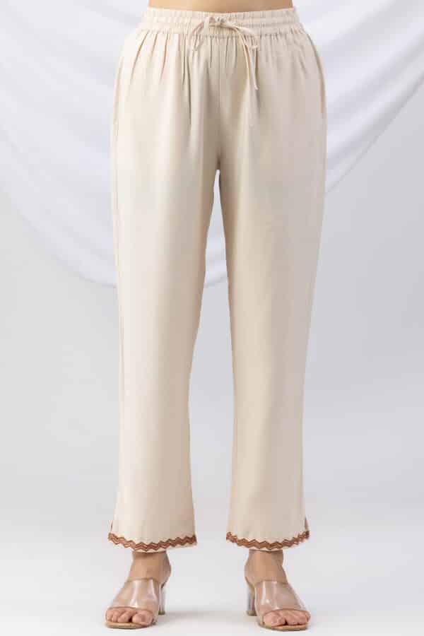 Off White Winter Palazzo Pants Women
