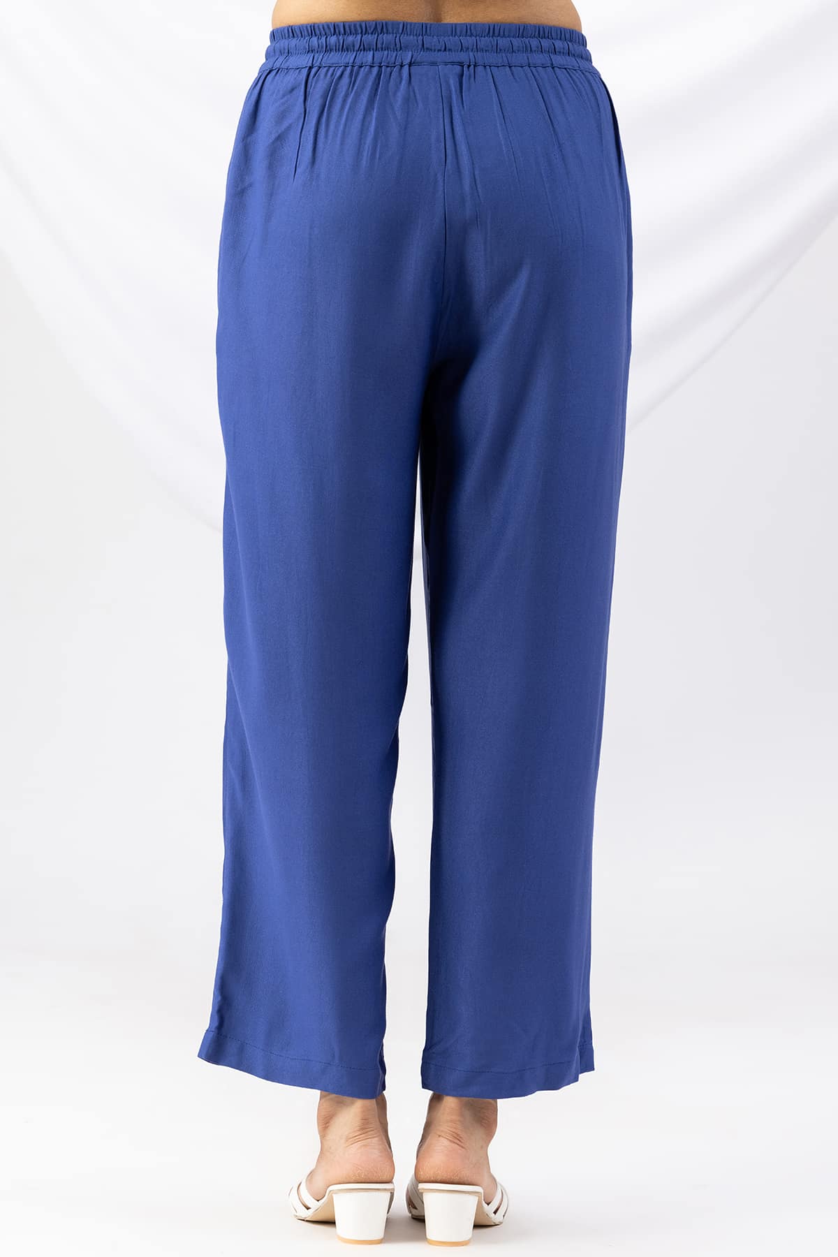 Solid Blue Palazzo Pants For Women