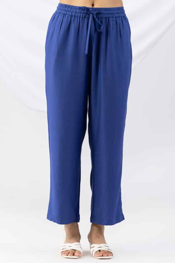 Solid Blue Palazzo Pants For Women