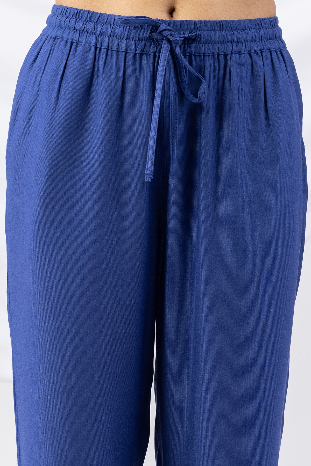 Solid Blue Palazzo Pants For Women