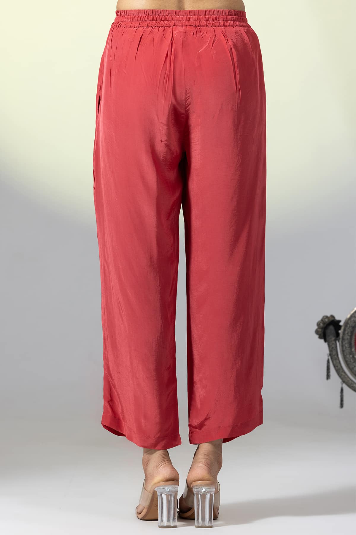 Solid Red Palazzo Pants For Women