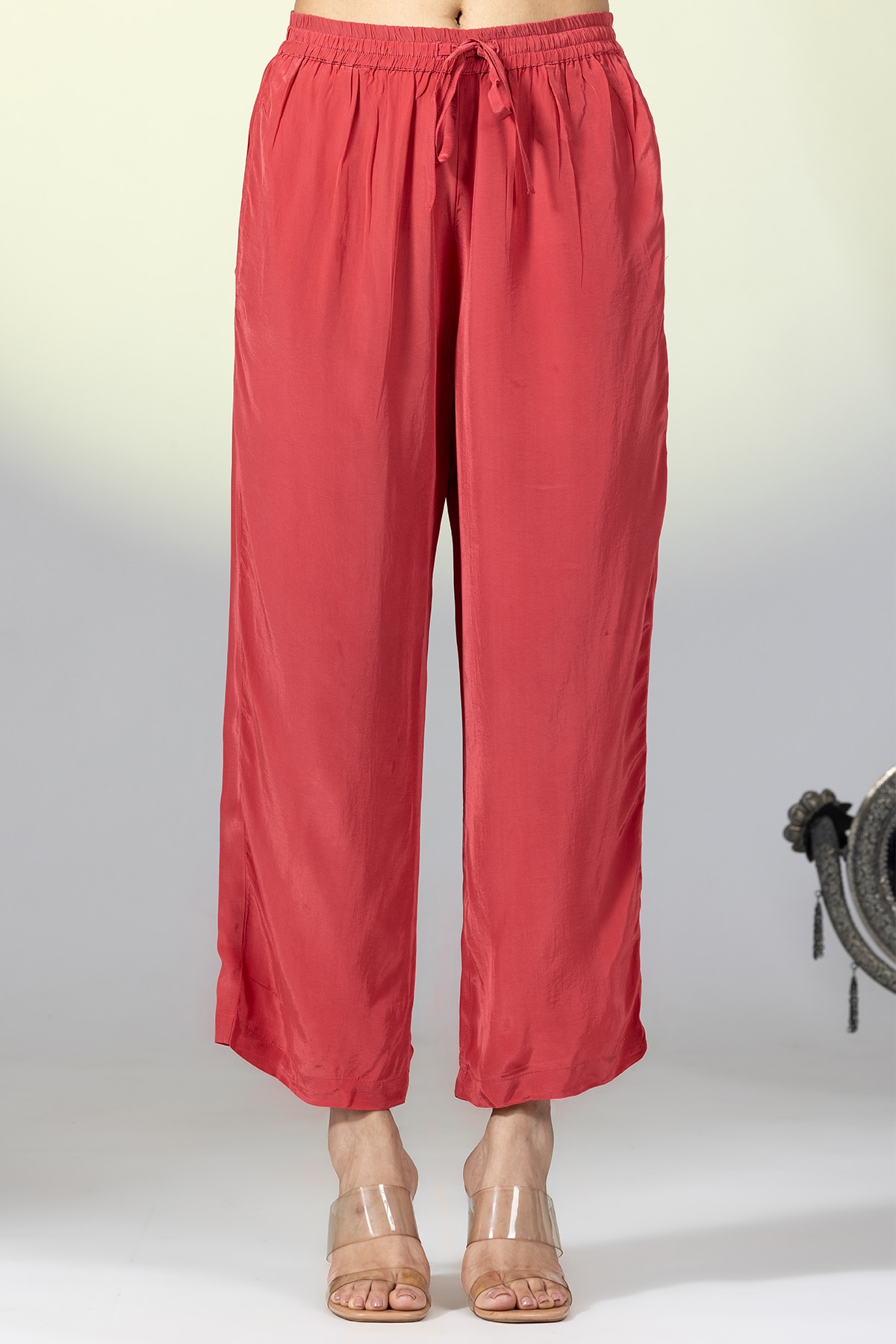 Solid Red Palazzo Pants For Women