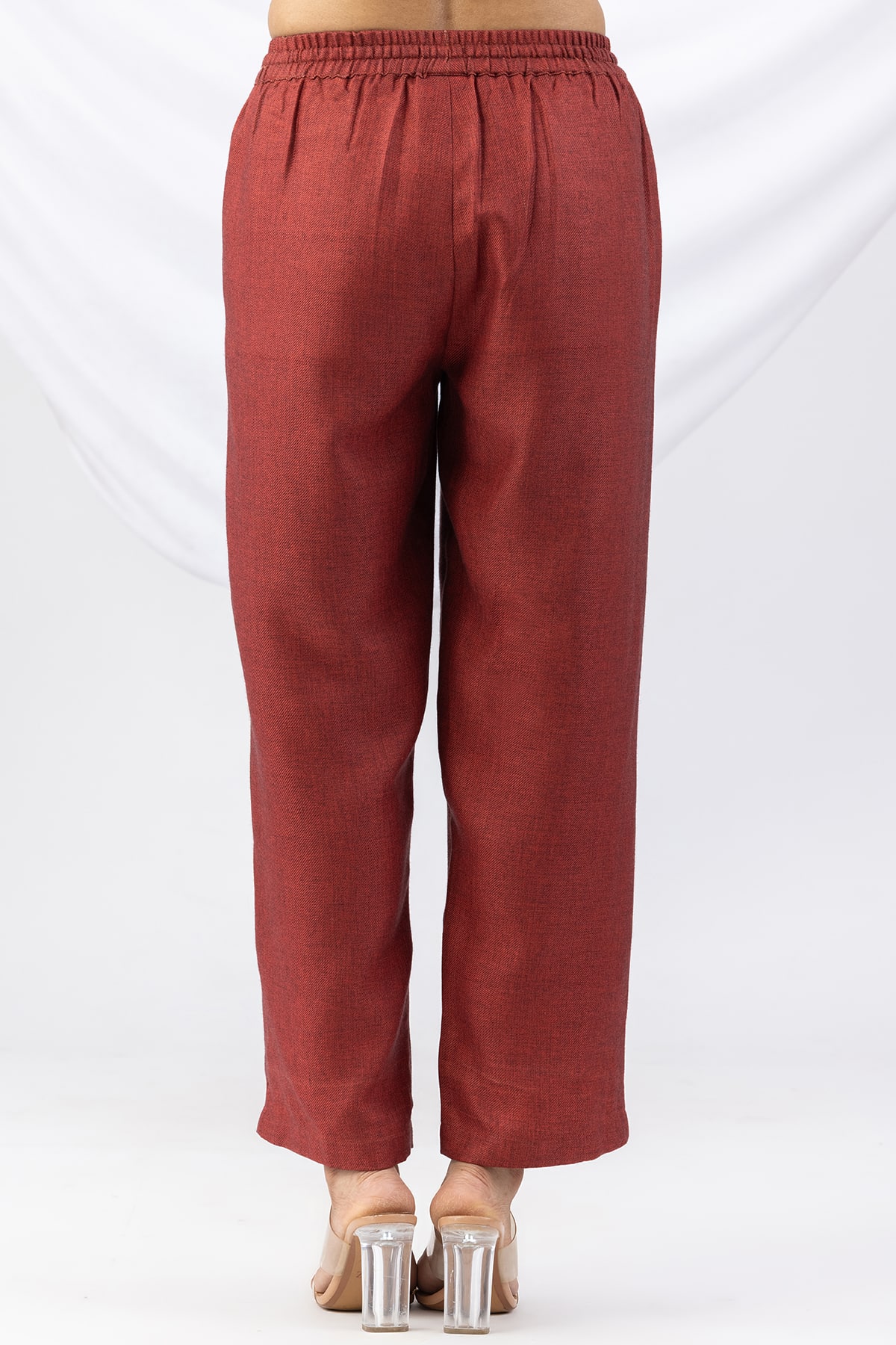 Solid Red Winter Palazzo Pants For Ladies
